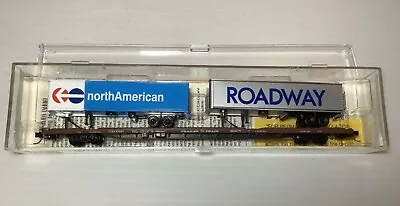 Micro-Trains N Scale Flatcar 89 Foot With ROADWAY & NORTH AMERICAN Trailers • $54.50