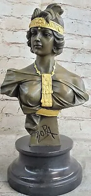 Elegant Original Signed Bronze Marble Statue Nude Female Bust Sculpture Artwork • $419