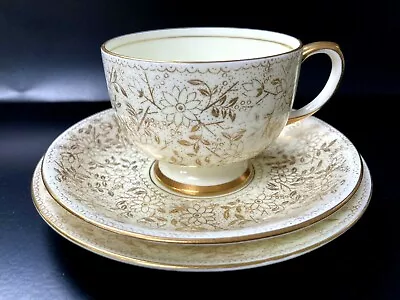 Samual Radford Chintz Trio Creamy White/Gold Elegant Cup Saucer Plate • £10