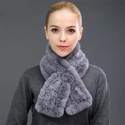 100% Real Rabbit Fur Scarf Winter Warm Collar Neck Warm Wrap For Lady Women • $34.58