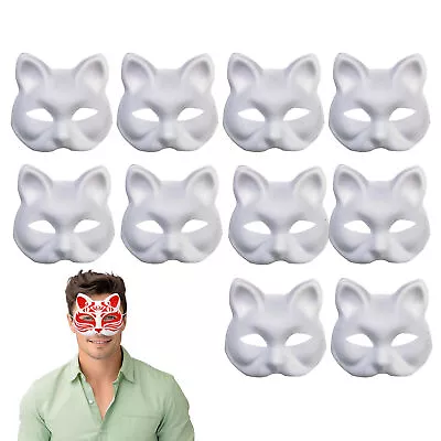 10pcs Cat Face Maks DIY Paintable Masks Cosplay Accessories For Party Pulp Masks • $25.49