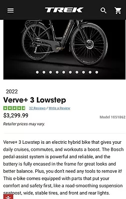 2022 Trek Verve+ 3 Low Step MSRP $3299.99 Not Including 2nd Battery • $2500