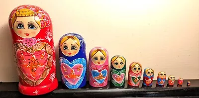 10 Piece Russian Style Stacking Nesting Dolls Matryoshka Babushka Wood • $11