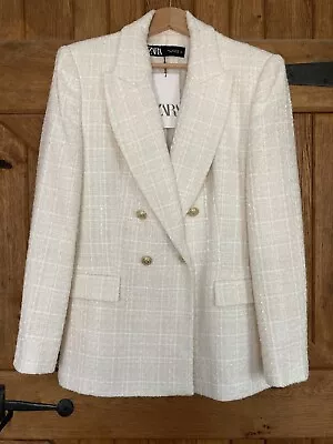 Zara Cream Boucle Blazer Jacket L BNWT • £29.99