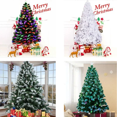 £79.99 • Buy 4/5/6/7FT Christmas Tree Pre Lit With LED Lights Bushy Pine Xmas Indoor Decor