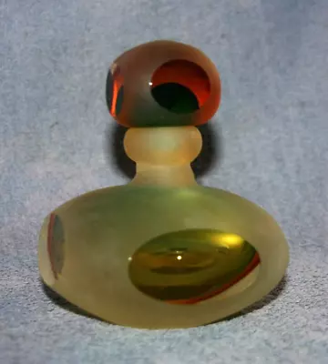 Mid Century Murano Yellow Orange & Green Windowed Sommerso Art Glass Perfume • $345