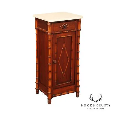 Antique Aesthetic Movement Faux Bamboo Marble Top Nightstand • $1095