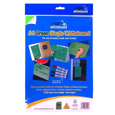 £10.99 • Buy Magic Whiteboard A4 Whiteboard Sheets - GREEN  Wipe Clean And Reuse! 29 X 21 Cm