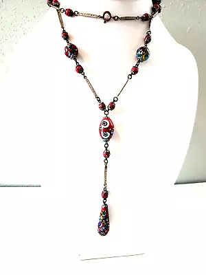 Antique Murano Millefiori Glass Bead Long Necklace • $120