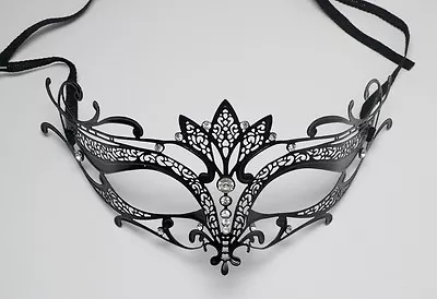 LASER CUT Venetian Masquerade Costume Crystal Ball Prom Party Wedding Black Mask • $9.85