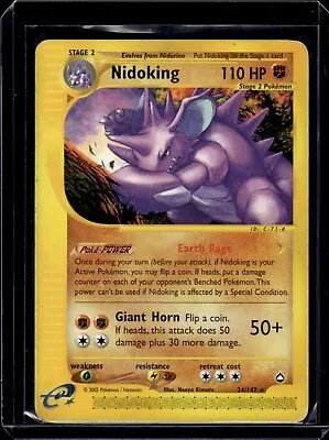 Pokemon TCG Nidoking 24/147 Aquapolis  Rare Vintage E Reader 2002 MP • $3.95