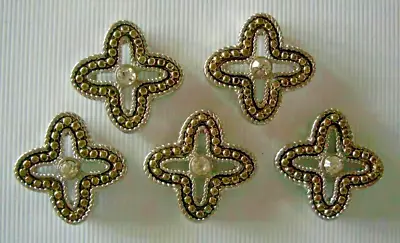 2 Hole Slider Beads Beaded Clover Gold In A Silver Setting #5 • $4.95