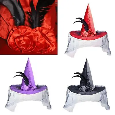 Witch Women Men Hat Wizard Photo Props For Halloween Party Fancy Dress • £6.88