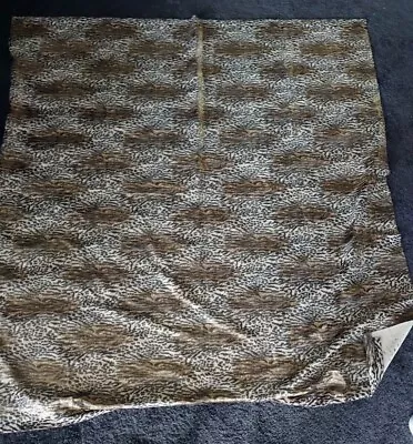 Brown Black Leopard Gold Metallic Sheen Faux Fake Fur Fabric Velboa Like 57 X 62 • $20