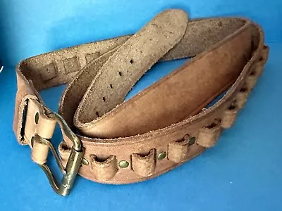 Vintage Leather Ammo Belt 20 Cartridge Ammunition Belt 48” Long Fits 39”-40” • $19.99