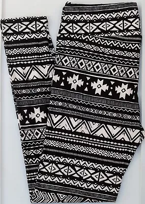 TC LuLaRoe Tall & Curvy Leggings Black White Southwest Aztec Tribal Print Q96 • $11.90