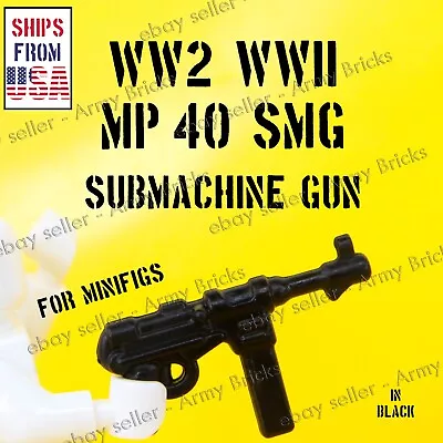 WW2 WWII German MP 40 SMG Gun For Minifigs - CUSTOM Brick Weapons Gun • $2.56