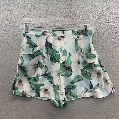 MinkPink NWT Women Size S Green White Floral Printed Spring High Waisted Shorts • $32