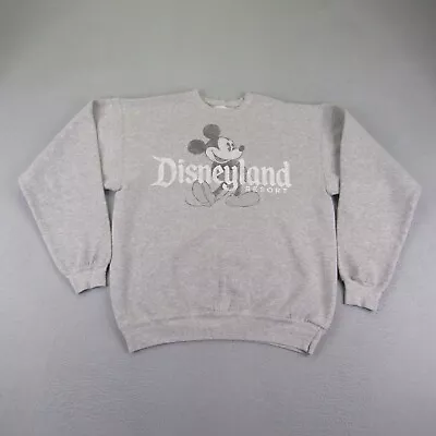 Disney Sweatshirt Mens Medium Gray Mickey Mouse Pullover Sweater Disneyland Crew • $24.97