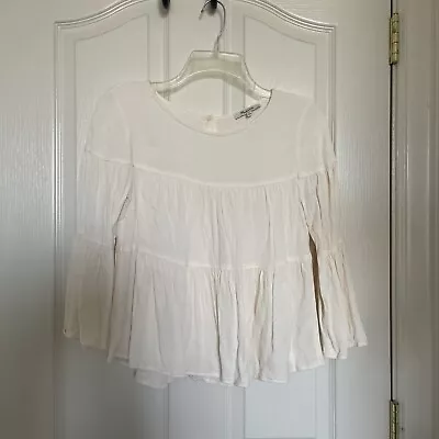 Madewell Tiered Cream White Blouse 3/4 Bell Sleeves XS • $1