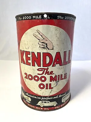 Vintage Kendall Oil Can 5 Quart The 2000 Mile Oil Patina Original! • $68.95
