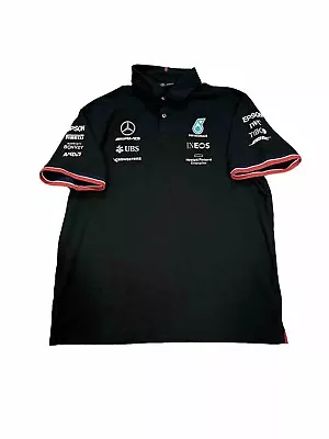 Mercedes AMG Petronas F1 Team Polo Shirt Mens 2XL Black Formula One Team • $39.99