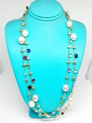 Marco Bicego Paradise 18K Multi-Gemstone & Cultured Pearl Necklace • $3400