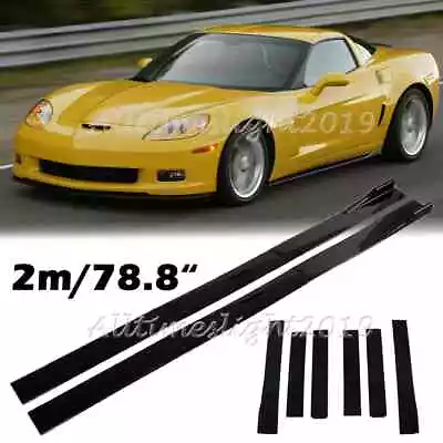 For Corvette C5 C6 1997-13 78.7  Glossy Black Side Skirts Extension Lip Splitter • $46.95