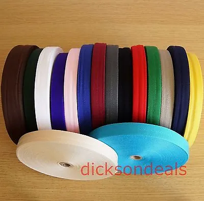 6m Metres Herringbone Acrylic Webbing 25mm & 38mm Apron Bunting Tape 16 Colours • £4.35