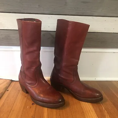 VINTAGE Hand Made Cowboy Boots / Work Boots. Beautiful Quality Men’s 8 Wmn 10 • $115