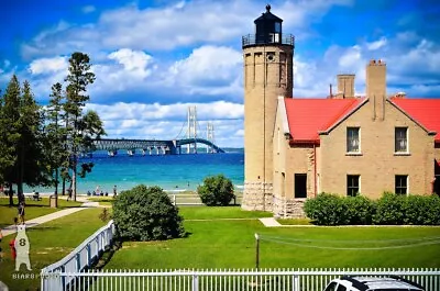 Mackinac Point Lighthouse And Mackinac Bridge Photo Prints Mackinaw City MI • $155