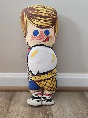 Eat-It-All Cone Advertising Plush Stuffed Doll 14” Ice Cream Promotional VINTAGE • $9.95