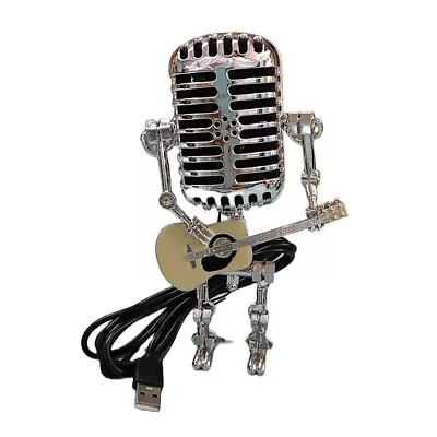 Vintage Steampunk Microphone Robot LED Desk Lamp Holding Guitare For Xmas IN HOT • $15.51