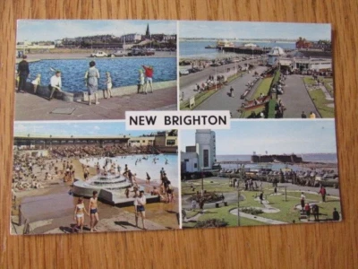 £3 • Buy New Brighton Postcard Swimming Pool Boating Promenade Gardens Pier Battery 1977