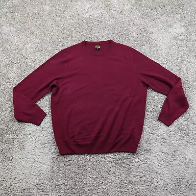 J Crew Sweater Mens Extra Large Red Cashmere Long Sleeve Pullover Sweatshirt • $34.87