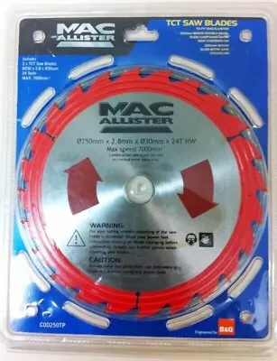 £11.99 • Buy MacAllister Circular Saw Blade 250mm X 24T 2 BLADES TCT Wood Cutting Blades