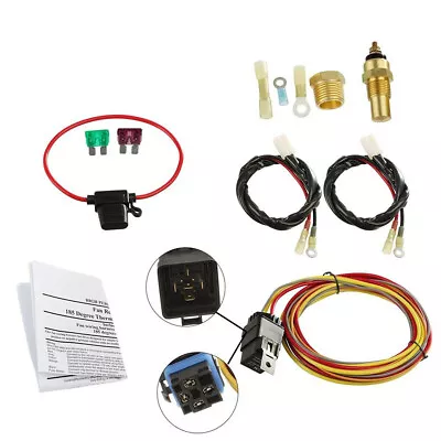 Dual Car Electric Engine Cooling Fan OEM Wiring Harness 185/165 Thermostat Relay • $54.99