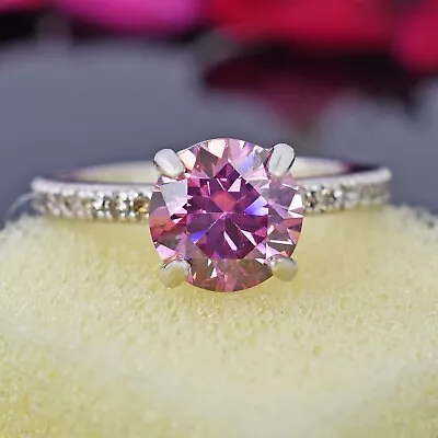 $398.34 • Buy 2.00 Ct Pink Treated Diamond Ring White Gold Finish Certified ! Engagement Ring