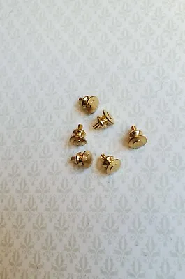 Miniature Tiny Gold Brass Knobs For Door Or Drawer Pulls Set Of 6 1:12 Scale • $5.85