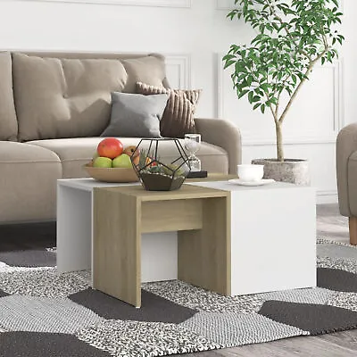 £68.29 • Buy Coffee Tables 4 Pcs White And Sonoma Oak 33x33x33  Chipboard M4S9