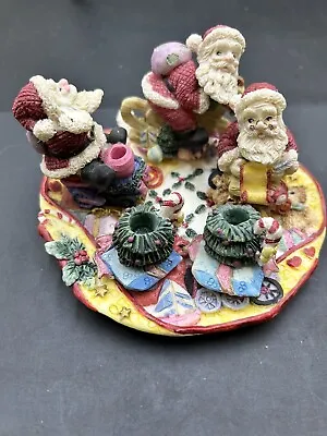 Christmas Santa Miniature Tea Set Vintage 10 Piece Polyresin Holiday Collectable • $8.50