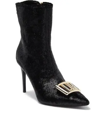 $695 - LOVE MOSCHINO Pointed-Toe Logo Stiletto Bootie In Black Size 6 (36) • $59.99