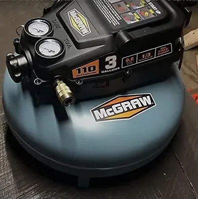 MCGRAW 3 Gallon 1/3 HP 110 PSI Low Profile Oil-Free Pancake Air Compressor 120V • $98.95