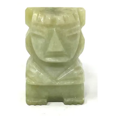 VINTAGE South American Green JADE Stone Mayan AZTEC Hand Carved Figurine Statue • $52
