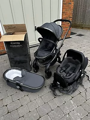 ICandy Peach 7 Travel System Dark Grey (Car Seat Accident Free!) • £300