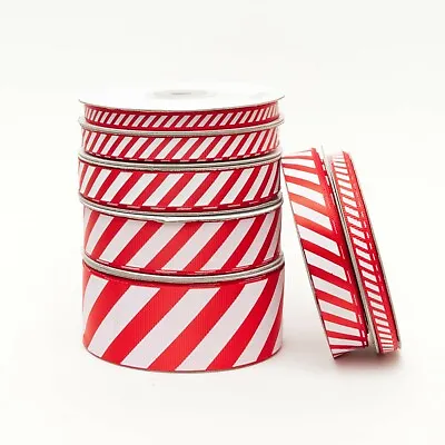 £6.95 • Buy Candy Cane Stripe Red/White Grosgrain Ribbon Various Length Width ChristmasCraft