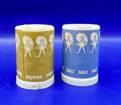 Vintage Morton Salt & Pepper Mini Shakers 1.25  Umbrella Girl Advertisement • $7.50