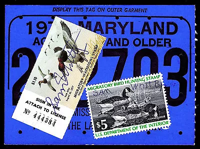 1976 Maryland Sr. Hunting License With Rw43 & Md3 Stamps - Used - Xf (esp#0360)  • $18.88