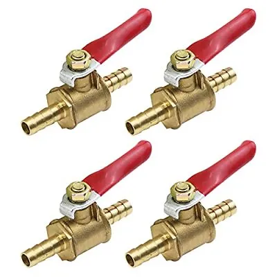 4 Pcs Forged Brass Ball Valve Mini Shut Off Switch 1/4 Hose Barb X 1/4 Hos • $13.99