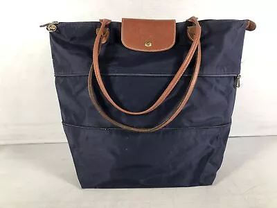 Longchamp Womens Navy France Double Handles Classic Travel Large Tote Bag COA • $51